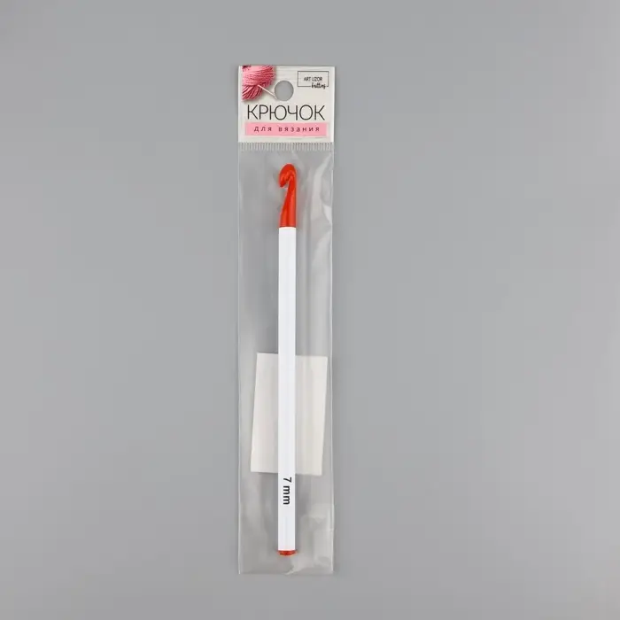 Крючок для вязания, d=7 мм, 16 см, цвет белый/красный