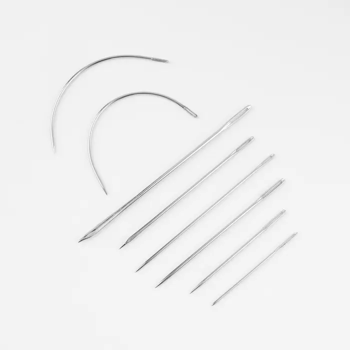 Иглы швейные, для кожи, 7.3/6.8/6.2/6/5.9/5.4/4.3/3.7 см, d=2/1/0.8/0.5 мм, 8 шт.