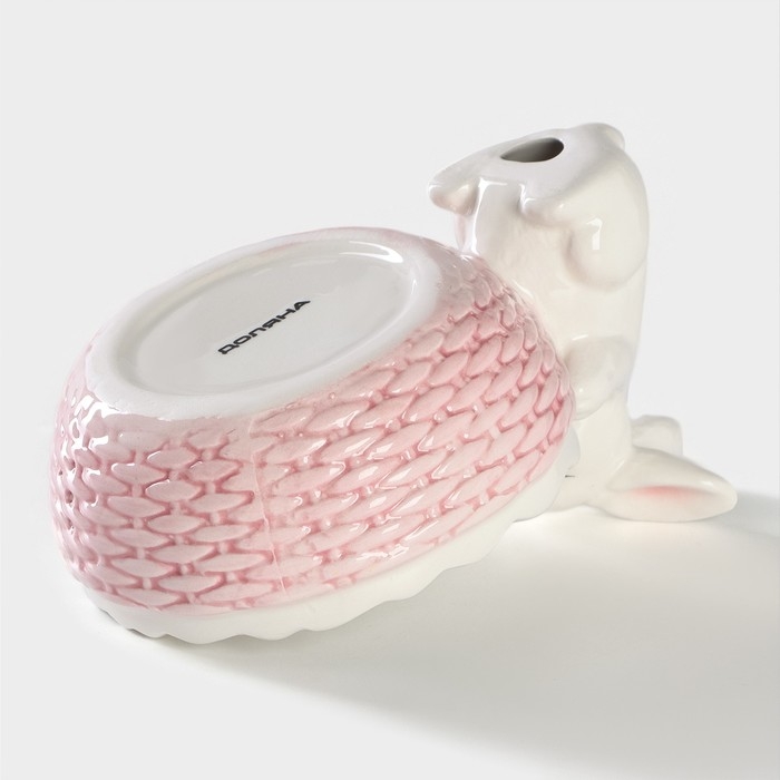 Конфетница Доляна &laquo;Зайка&raquo;, 250 мл, цвет розовый