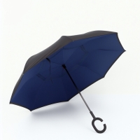 Зонт - наоборот &laquo;Однотон&raquo;, механический, 8 спиц, R = 53/61 см, цвет чёрный/синий