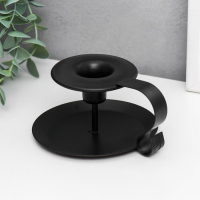 Подсвечник металл на 1 свечу с ручкой "Виток" чёрный 5,5х10,5х13,2 см