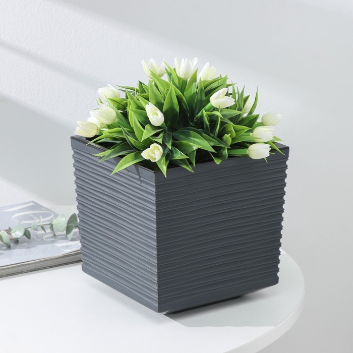 Кашпо со вставкой &laquo;Стиль&raquo;, 3 л, цвет графит