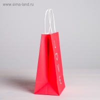 Пакет подарочный крафт, упаковка, &laquo;Love&raquo;, 12 х 21 х 9 см