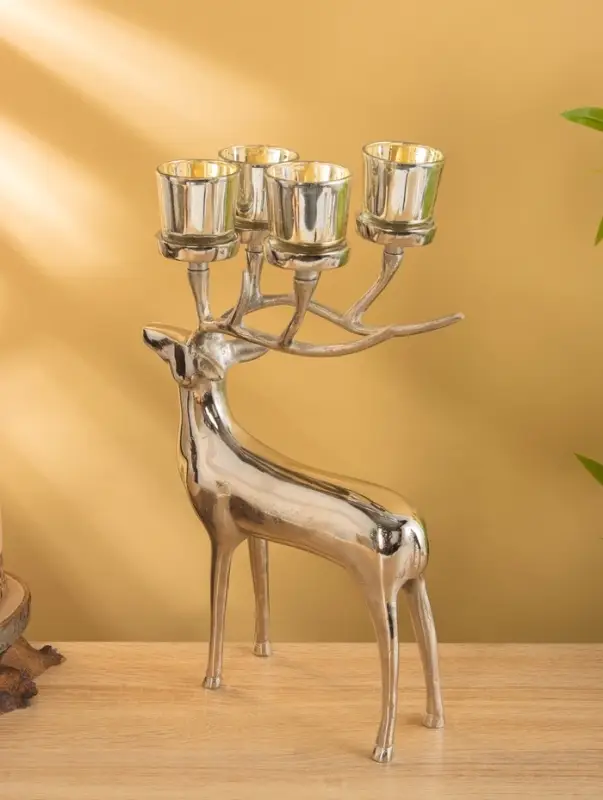 Подсвечник на 4 свечи "Олень" 17х26,5х38 см, алюминий
