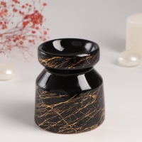 Аромалампа керамика "Чёрный мрамор с золотыми трещинками" 9,8х9,8х11 см