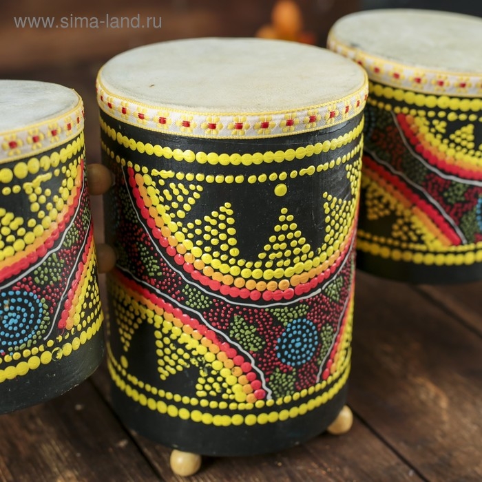 Сувенирный музыкальный инструмент "Барабаны тройные" 33х17х11 см МИКС