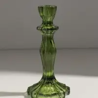 Подсвечник стекло "Бутон на ножке" зелёный d=2 см 10х10х20 см