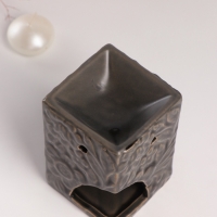 Аромалампа керамика "Цветочный букет" тёмно-оливковая 7,7х7,7х12 см