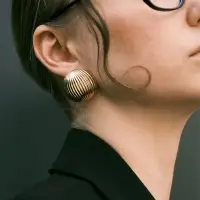 Серьги металл "Шар" тренд, цвет золото