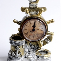 Часы настольные интерьерные, &laquo;Штурвал&raquo; на батарейках,  13.5&times;7.5&times;20.5 см, d-8 см