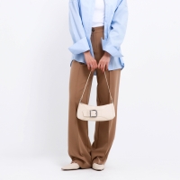 Сумка женская багет на молнии, цвет молочный