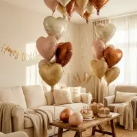 Воздушные шары фольгированные 17" "Сердце" цвет шоколадный сатин, набор 5 штук