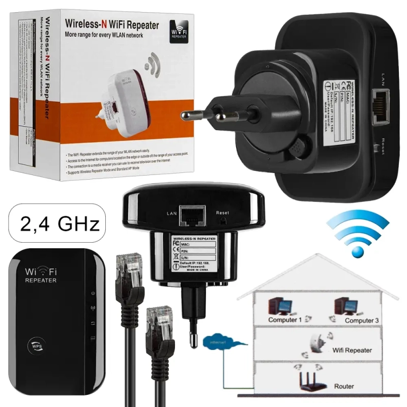 WiFi Усилитель коннектор 2,4G  LV-WR03 Черный