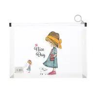 Папка-конверт на молнии формат А5, 180мкр, с рисунком "Маленькая девочка", МИКС