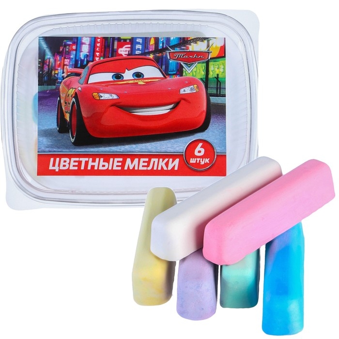 Мелки цветные , Тачки, 6 цветов