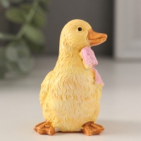 Сувенир полистоун "Утёнок с большим розовым бантом" 4,5х4х6 см
