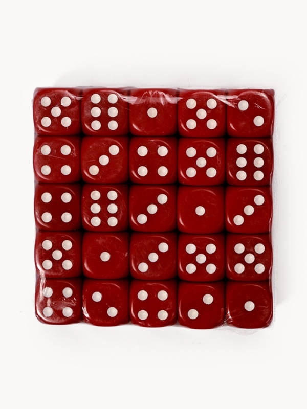 Кости игральные, 1.6 х 1.6 см, набор 50 шт, красные