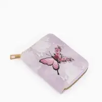 Кошелек жен 07-01-01 Июнь2550 бабочка, 8,5*2,5*10,5 см, 2 отд+отд/молн, д/карт, розовый