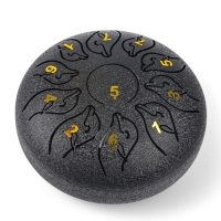 Глюкофон - музыкальный инструмент, дельфин черный, 11 лепестков, 18 х 18 х 11 см