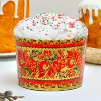 Форма бумажная для кулича Деко-про &laquo;Хохлома&raquo;, 13.4&times;10 см, МИКС