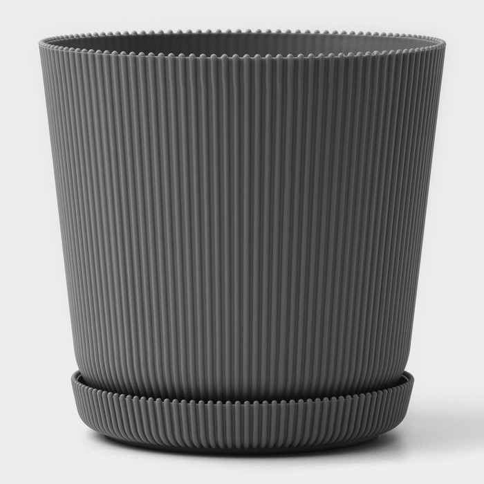 Горшок для цветов с поддоном, 15,5&times;16,5 см, цвет серый