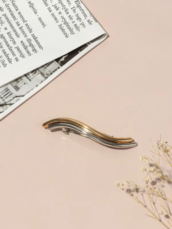 Заколка-автомат для волос "Андри" волна, 8,5 см, серебристо-золотой