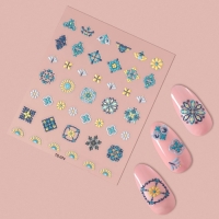 Наклейки для ногтей &laquo;Витраж&raquo;, объёмные, цвет голубой/жёлтый/зелёный