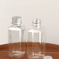 Набор для хранения, 2 бутылочки по 50 мл, 9 &times; 3 см, цвет серебристый/прозрачный