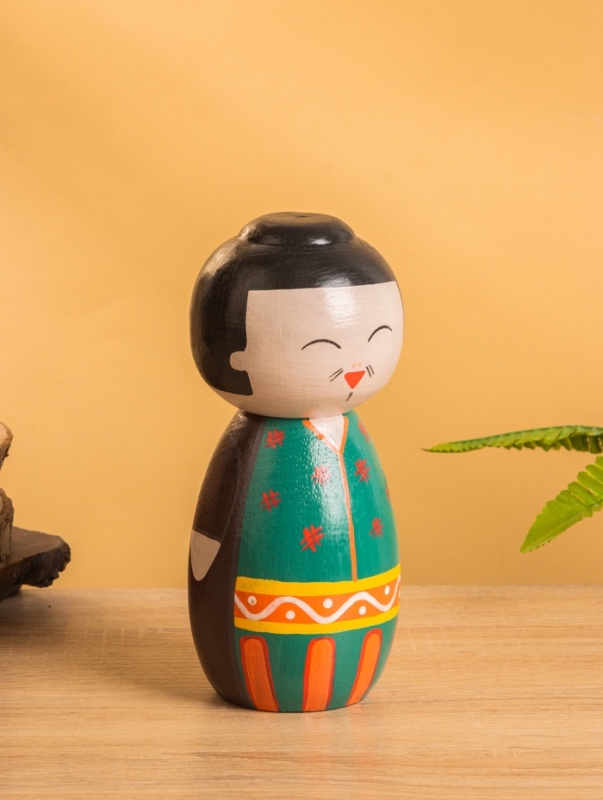 Деревянная кукла кокеши "Фудзико" 9х9х21 см
