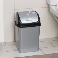 Контейнер для мусора &laquo;Камелия&raquo;, 8 л, цвет серебристый перламутр/чёрный