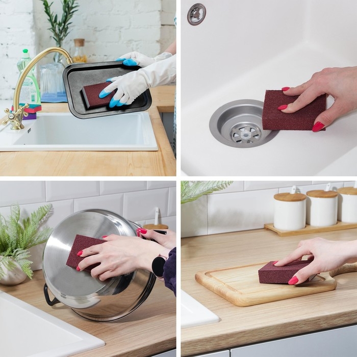 Губки для посуды Raccoon &laquo;Чудо-губка&raquo;, 2 шт, чистящие,10,5&times;7&times;5 см