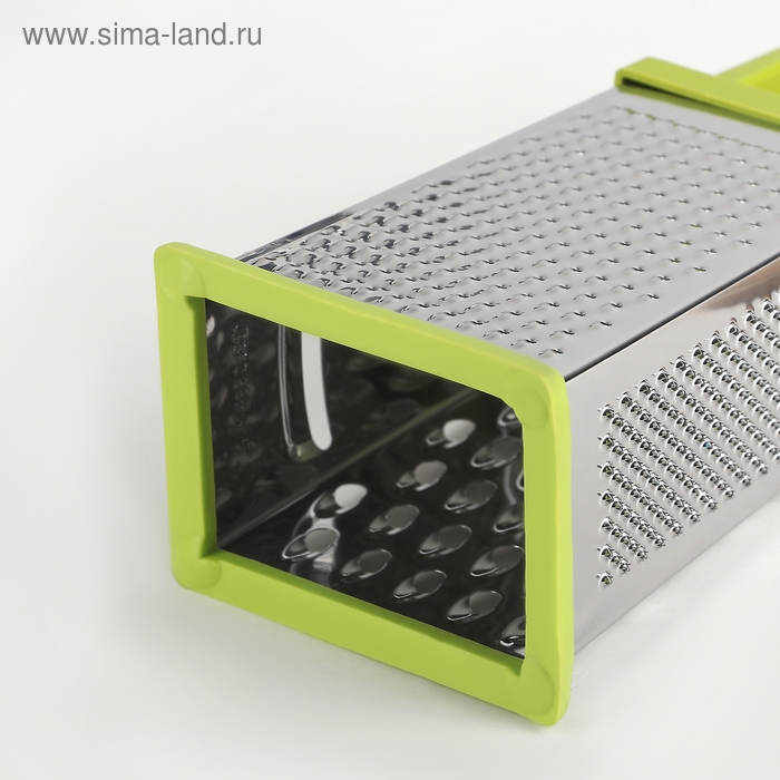 Тёрка четырёхгранная Доляна &laquo;Энергия&raquo;, 10&times;8&times;20 см, прорезиненное дно, зелёная