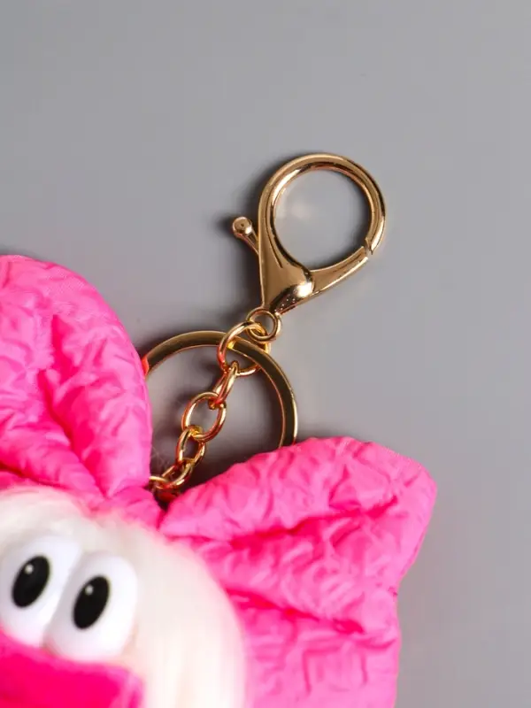 Пушистик на кольце "Чучундра с бантиком" белая 18х10х5 см