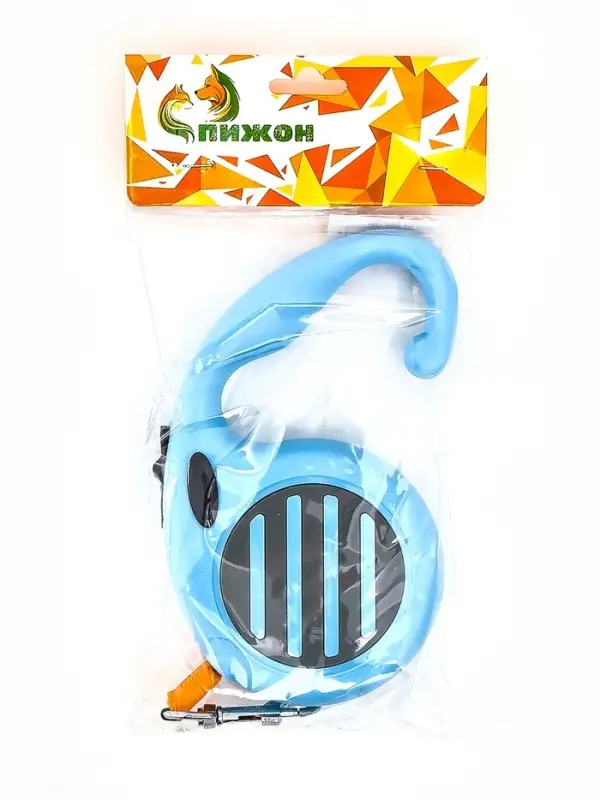 Рулетка - поводок для собак, лента 5 м, голубая