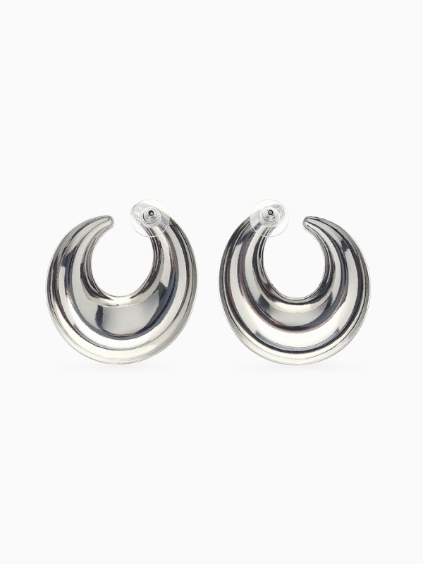 Серьги металл &laquo;Кольца&raquo; полумесяц, цвет серебро