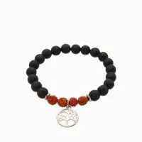Браслет "Древо жизни" лава, рудракша, длина 18 см, цв. чёрный, коричневый
