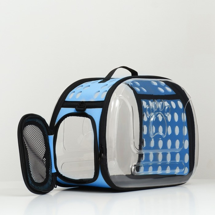 Переноска для животных прозрачная, 42*32*28 см, голубая Переноска для животных прозрачная, 42*32*28 см, голубая