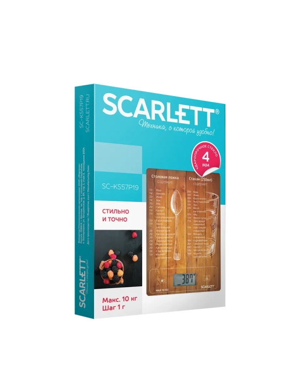 Весы кухонные электронные SC-KS57P19 до 8 кг Тара