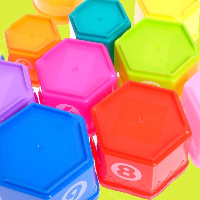 Развивающая игрушка &laquo;Пирамидка: Мишка&raquo;, стаканчики с буквами и цифрами, 11 предметов