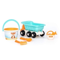 Песочный набор №640 &laquo;Кеша&raquo; сафари: самосвал, ведро, ситечко, совок, грабельки, лейка, цвета МИКС