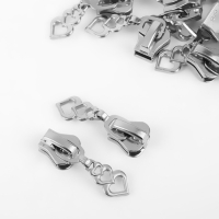 Бегунок автоматический для молнии &laquo;Трактор&raquo;, №8, декоративный &laquo;Сердца&raquo;, 10 шт, цвет никель