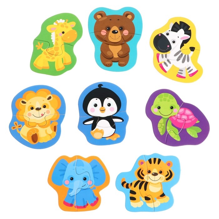 Пазл контурный &laquo;Дикие животные&raquo;, 8 штук