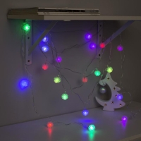 Гирлянда &laquo;Нить&raquo; 5 м с насадками &laquo;Ёжики цветные&raquo;, IP20, прозрачная нить, 20 LED, свечение мульти (RG/RB), мигание, 220 В