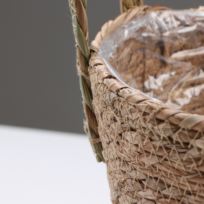 Кашпо плетеное "Сафари" с ручками, 25,5х25,5х23 см, натуральный