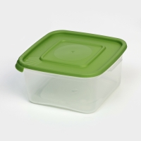 Набор контейнеров пищевых Доляна, 5 шт, 460 мл, 11&times;11&times;11 см, квадратные, прозрачные, крышки зелёные