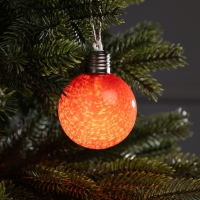 Елочный шар &laquo;Огненный шар&raquo; d=8 см, 1 LED, LR44x3 (в комплекте), свечение тёплое белое
