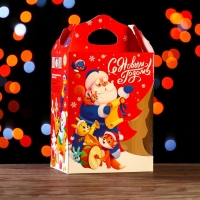 Новый год. Подарочная коробка с окном елочкой "Письма", 25 х 13 х 19 см.