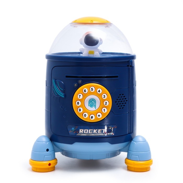 Копилка &laquo;Ракета&raquo;, свет, звук, засасывает купюры, цвет синий