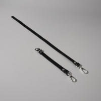 Ручка для сумки из натуральной кожи, регулируемая, с карабинами, 60 &plusmn; 2 см &times; 1,2 см, цвет чёрный/серебряный