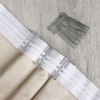 Крючок для штор, 70 &times; 25 мм, 10 шт, цвет серебряный